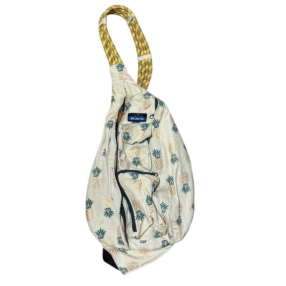 KAVU Mini Rope Sling Bag Unisex‎ Multicolor Pineapple Print Crossbody